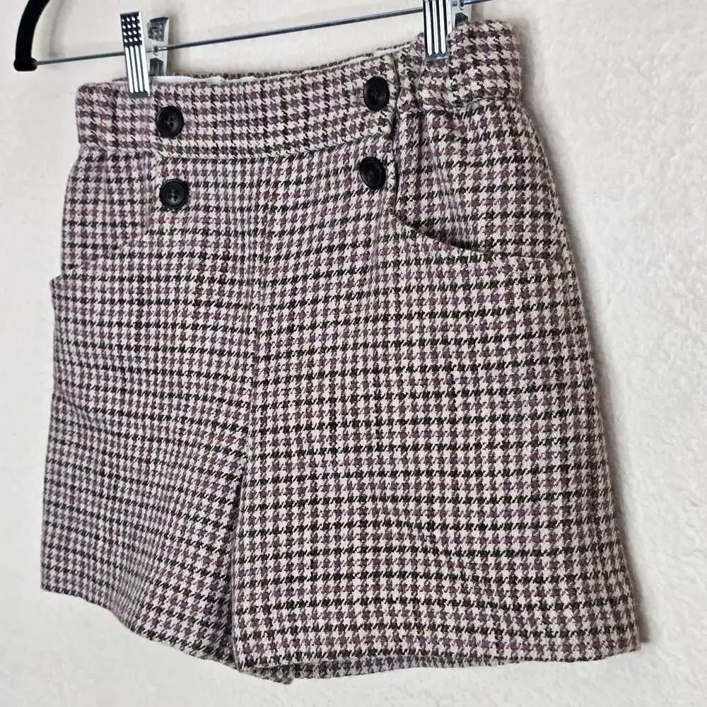 Bonpoint Girls Beige Wool Blend Houndstooth Shorts Child Size 10
